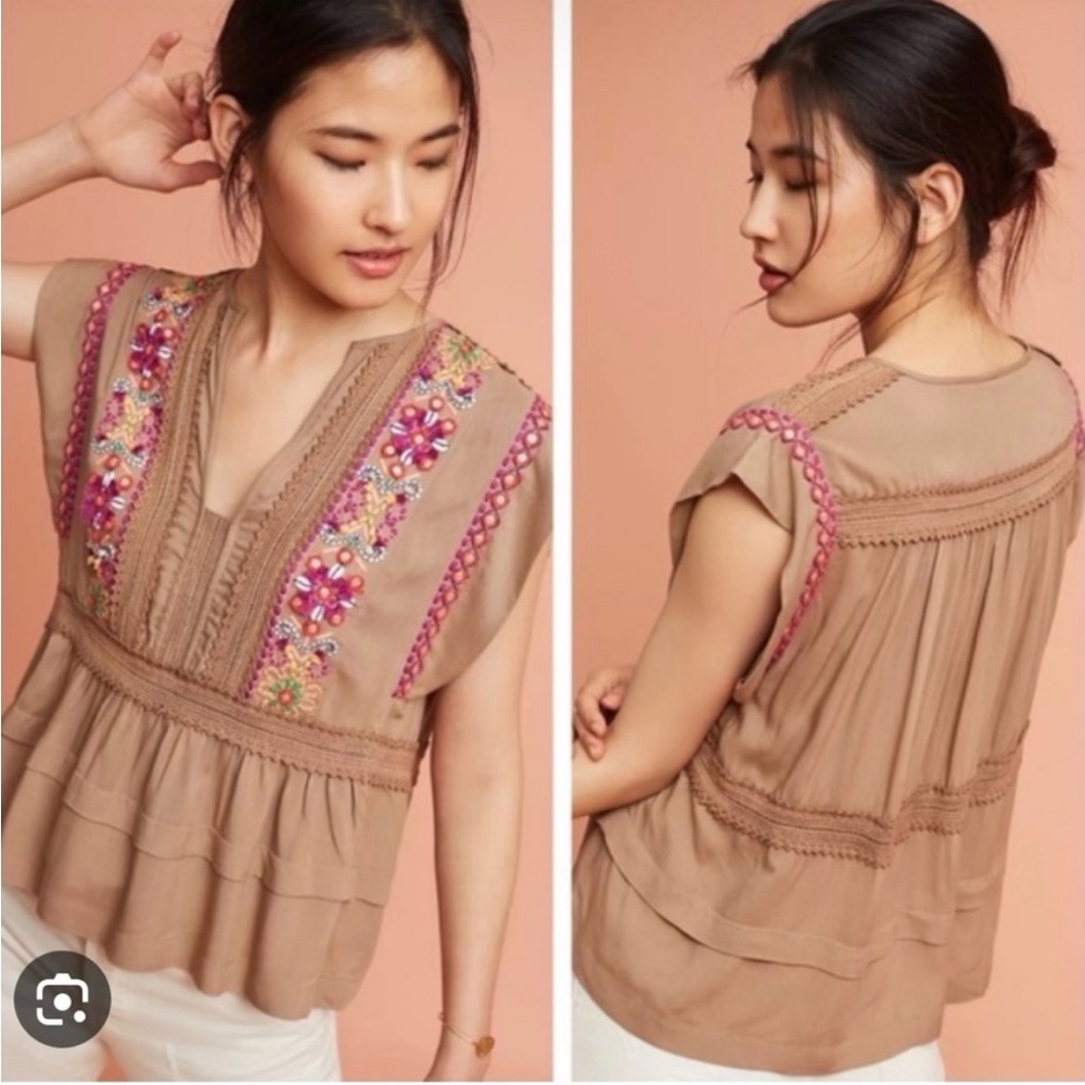 Blank London Empire Waist Crochet Embellished Trim top